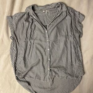 Madewell Black / Dark Grey or Navy and White Striped Button Down Shirt